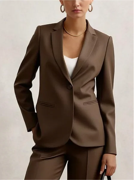 Urban Lapel Collar Blazer, Blazers, color:Deep Khaki|size:XL, Stylewe