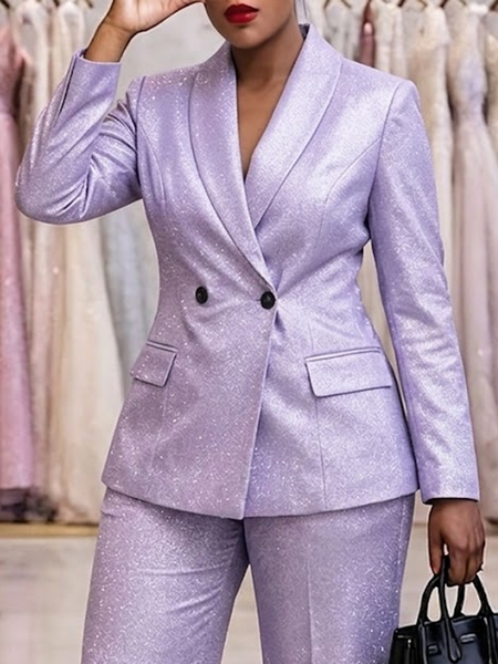 Urban Flash Plain Shawl Collar Blazer, Blazers, color:Purple|size:XXL, Stylewe