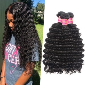 Nadula 3 Bundles Brazilian Deep Wave Hair Quality Virgin Unprocessed Brazilian Virgin Hair Soft Human Hair Weave, Catalog Online Nadula 88