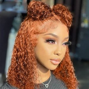 Nadula Ginger Orange Short Bob Human Hair Wig T Part Pre Plucked Water Wave Bob Wig For Women, Catalog Online Nadula 1735