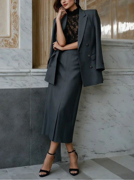 Deep Gray Printing Pencil Skirt H-Line Maxi Together Skirt, Skirts, color:Deep Gray|size:XL, Stylewe