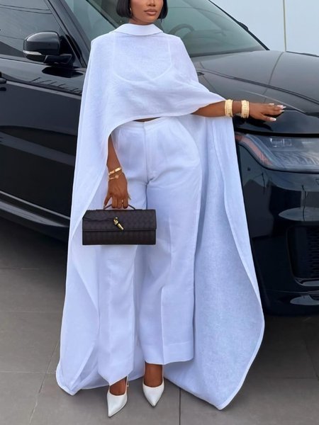 Cotton And Linen Elegant Plain Irregular Craftsmanship Blouse, Blouses and Shirts, color:White|size:XXL, Stylewe