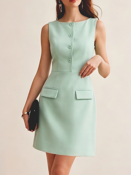 Elegant Crew Neck Dress With No, Mini Dresses, color:Lightgreen|size:XL, Stylewe