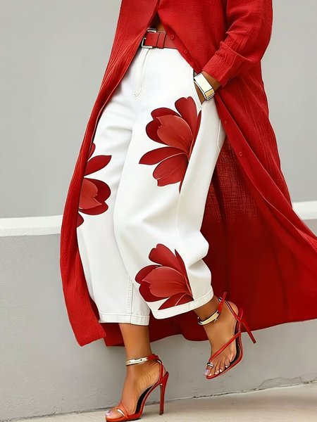 Casual Zipper Loose Bloomers Ankle Pants O-Line Daily Trousers, Jeans, color:White|size:XXL, Stylewe