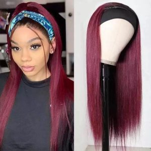 Nadula Whatsapp Flash Deal 22 Inch Straight Human Hair Headband Wigs Burgundy Wigs, Catalog Online Nadula 1838