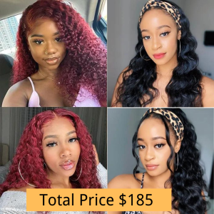 Nadula Buy 1 Get 1 Free Gift 20 Inch 99J Colored Curly Remy Hair Wig Pre Plucked T Part Wig, Catalog Online Nadula 2788