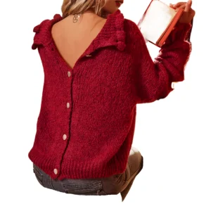 2025 autumn and winter new American casual turtleneck red sweater design cardigan simple style loose knitted top - AliExpress Sweaters&Jumpers