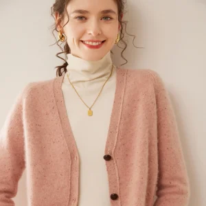 "Luxury 100% Cashmere Women's Sweater V-Neck Cardigan Colorful Speckled Knitwear Soft Warm Winter Fall Pullover Casual Chic Tops - AliExpress Sweaters&Jumpers