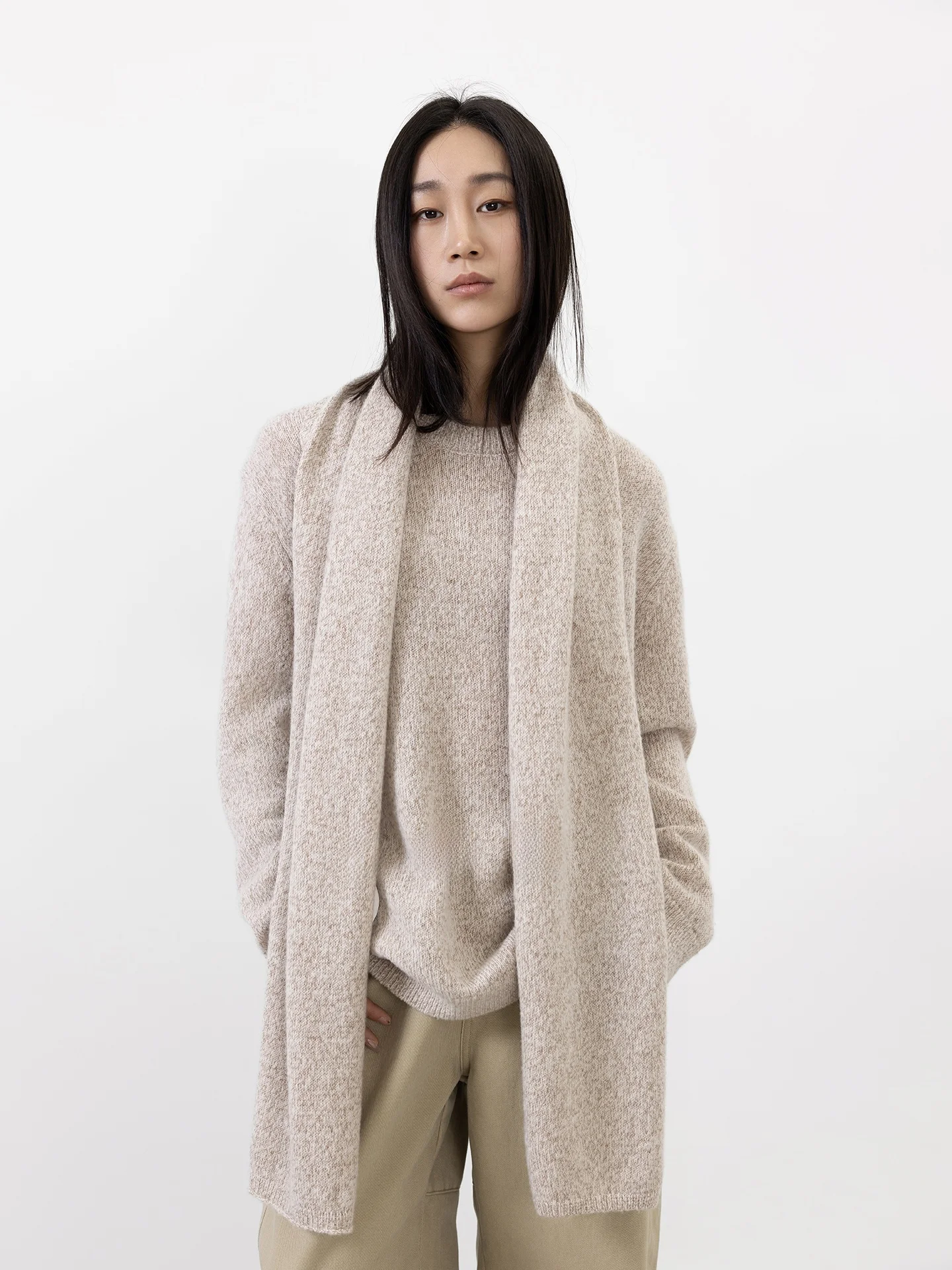 Seei Women's 00 Wool Knitted Sweater Scarf oulder Drape round Ne Two-Piece Set Winter Warm Soft Loose Sle Mixed Color - AliExpress Sweaters&Jumpers