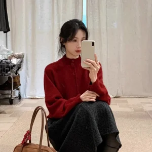 BRIVIN Korean Sle Women's Soft Wool Sweater f High Collar Cuffed Sve Long Sve Autumn Winter White Enhancing Top - AliExpress Sweaters&Jumpers