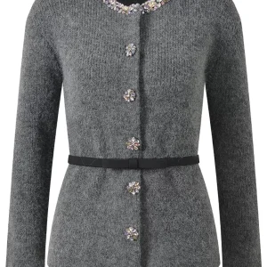 Colorful Diamond Pattern Knit Cardigan Gray O-Neck Lazy Style Women's Jacket for Fall Winter - AliExpress Sweaters&Jumpers