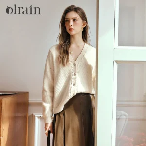 OLrain French Knitted Cardigan Woman Autumn 2026 New V-neck Loose Sweater Casual Solid Elegant Women's Clothing E56QZ86519 - AliExpress Sweaters&Jumpers