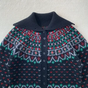 Colorful Floral Vintage Jacquard Stand Collar Raglan Sleeve Chunky Knit Thick 100% Wool Knit Warm Coat For Women - AliExpress Sweaters&Jumpers
