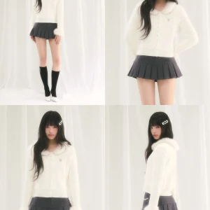 Unique Beautiful Miu Sle Knitted Open Cardigan Women's Faionable Fluffy Collar Soft Matching Korean Sle Long Sve - AliExpress Sweaters&Jumpers