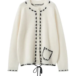 Chic Sweet Style Women's Dotted Line Jacquard Sweater Spring Autumn Cashmere Cardigan Fashion Grace Coat 100% Cashmere Knitwear - AliExpress Sweaters&Jumpers
