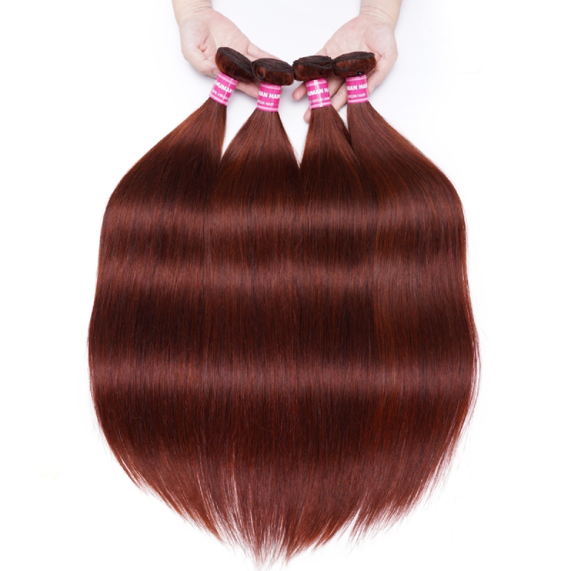 Nadula Hair 33B Dark Ginger Straight Hair 4 Bundles Reddish Brown 100% Human Hair Weave Auburn Straight Hair Extension, Catalog Online Nadula 2399