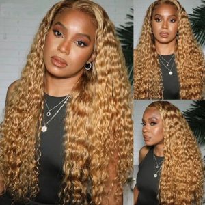 Nadula 13*4 Honey Blonde Lace Frontal Wig Golden Brown Water Wave Wig For Women, Catalog Online Nadula 2372