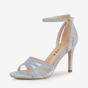 Glitter Ankle Strap Stiletto Heel Sandal Blue/10 - Allegra K catalog