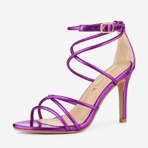 Elegant Open Toe Strappy Strap Stiletto Heel Sandals Purple/8.5 - Allegra K catalog