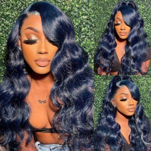 Nadula Classic Blue Wig Loose Body Wave 13x4 Lace Front Wig Dark Silver Blue Pre Plucked Human Hair Wigs for Women, Catalog Online Nadula 2583