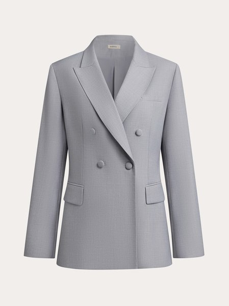 Lapel Collar Plain Urban Regular Fit Blazer, Blazers, color:Gray|size:XL, Stylewe