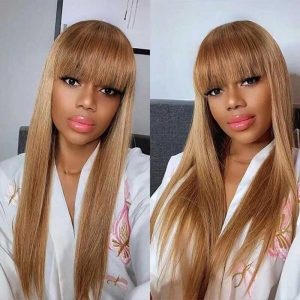Nadula Whatsapp Flash Deal 13*4-inch Transparent Lace Front Human Hair Golden Wheat Color Wig With Bangs, Catalog Online Nadula 1837
