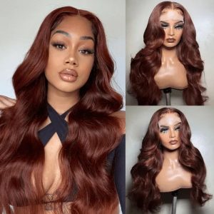 Nadula 33B Reddish Brown Lace Closure Wig Body Wave Colored Human Hair Wigs Perfect For Deep Skin Tones, Catalog Online Nadula 2556