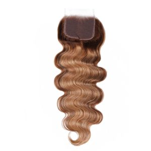 Nadula Body Wave 4x4 Lace Closure Free Part 1 PC Honey Blond Highlight Brown Color, Catalog Online Nadula 2455