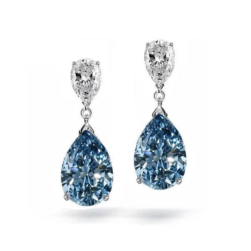 earrings - Italo Blue Topaz Pear Cut Drop Earrings In Sterling Silver, Italo jewelry - Online Catalog - Image 2