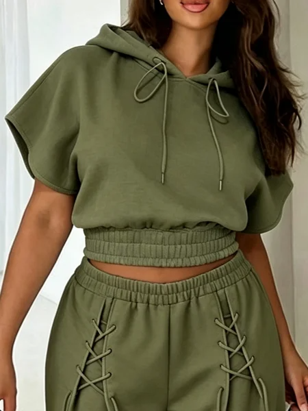 Casual Plain Hooded Hoodie, Hoodies and Sweatshirts, color:Army Green|size:XXL, Stylewe