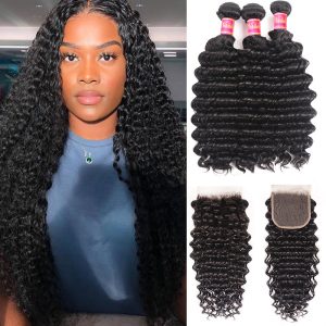 Nadula Deep Wave Virgin Hair Weave 3 Bundles With Lace Closure Soft Unprocessed Virgin Human Hair, Catalog Online Nadula 289