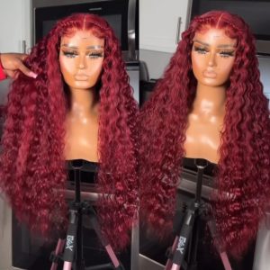 Nadula 13X4 Burgundy Deep Wave Lace Frontal Wig Affordable 99J Colored Lace Front Human Hair Wigs for Women, Catalog Online Nadula 2609