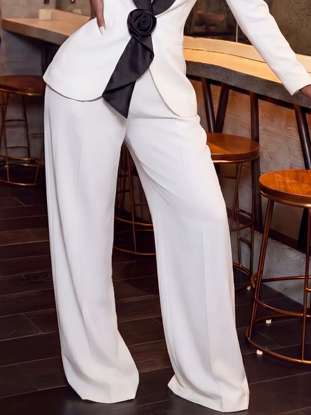 Urban Plain Straight Pants, Pants, color:White|size:XXL, Stylewe