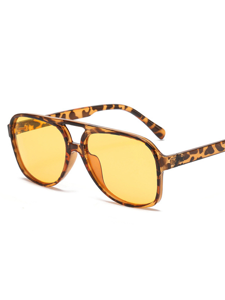 Casual Color Block Leopard Sunglasses, Sunglasses, color:Yellow|size:One-size, Stylewe