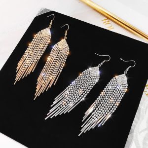 Nadula Luxury Rhinestone Crystal Earrings Hoop Tassel Long Earrings For Women, Catalog Online Nadula 2315