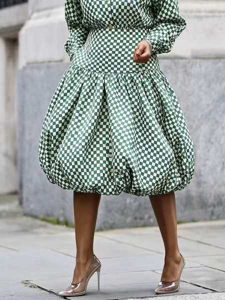 Urban Plaid Midi Skirt, Skirts, color:As Picture|size:XXL, Stylewe