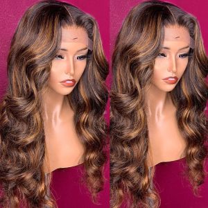 Nadula Brown Highlight Human Hair T Part Lace Wigs Brazilian Body Wave Hair Wigs Colored Wigs With Caramel Balayage For Black Women, Catalog Online Nadula 1429