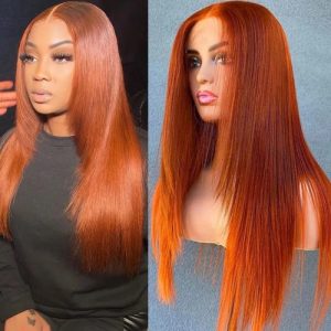 Nadula Ginger Layered Cut Lace Front Human Hair Wigs For Women Face Framing Burnt Orange Straight Lace Frontal Wig, Catalog Online Nadula 2531