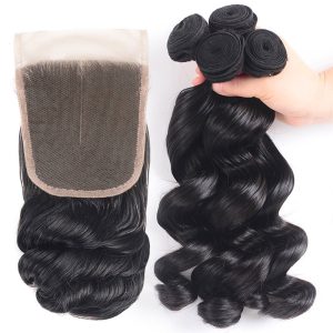 Nadula Human Hair Loose Wave 4X4 Lace Closure With Hair Weave 4 Bundles Free Shipping, Catalog Online Nadula 901