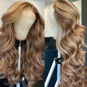 Nadula 4x4 Body Wave Lace Closure Wig Honey Blonde Highlight Wig Pre-plucked Human Hair Wigs with Highlight Brown Piano Color, Catalog Online Nadula 2549