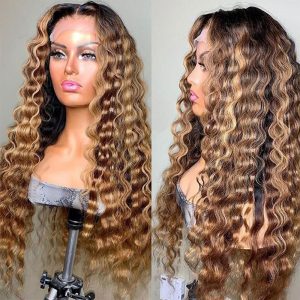 Nadula Honey Blonde Highlight Wig 13x4 Deep Wave Lace Frontal Wig Pre Plucked Piano Brown Color Lace Front Human Hair Wigs for Women, Catalog Online Nadula 2550