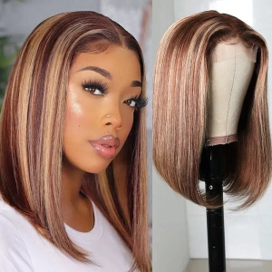 Nadula Whatsapp Flash Deal Highlight Straight Bob Wigs With Natural Hairline 4x0.75 Inch Lace Middle Part Wigs Brown Color Wigs Human Hair, Catalog Online Nadula 2226