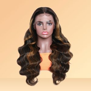 Nadula Middle Part Body Wave Wig 8A High-quality Virgin Hair T Part Lace Wigs Brown Highlights Color Exquisite Ceremony Package, Catalog Online Nadula 1652