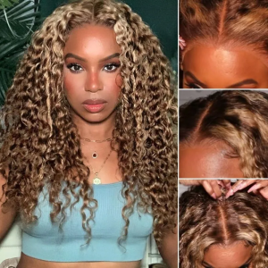 Nadula Whatsapp Flash Deal Highlight Brown Curly Lace Front Wigs Honey Blonde Highlight Wigs Ombre Wig Human Hair 150% Density TL412 Color, Catalog Online Nadula 2236