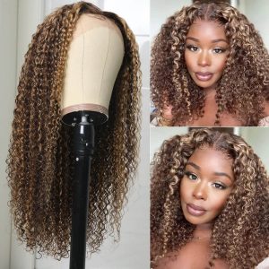 Nadula Whatsapp Flash Sale T Part Honey Blonde Highlight Brown Curly Lace Wigs Pre Plucked 150% Density, Catalog Online Nadula 1729