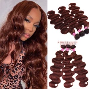 Nadula Hair Reddish Brown Body Wave Bundles 3PCS Dark Ginger Hair Extension 33B Auburn Human Hair Bundles, Catalog Online Nadula 2394