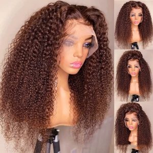 Nadula 13x4 Kinky Curly Lace Frontal Wig Reddish Brown Lace Front Human Hair Wigs Dark Auburn Color, Catalog Online Nadula 2702