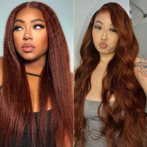 Nadula Whatsapp Flash Deal 13x4 Lace Front Kinky Straight #33B Red Brown Color Wig With Super Natural Hairline, Catalog Online Nadula 2166