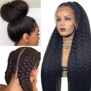 Nadula Flash Sale Half Price Natural Black Kinky Straight Human Hair Wig with Baby Hair Pre Plucked, Catalog Online Nadula 2772