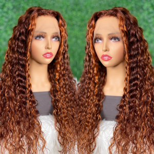 Nadula Lace Front Ginger And Copper Red Highligh Wig Water Wave 150% Density Wig, Catalog Online Nadula 2331